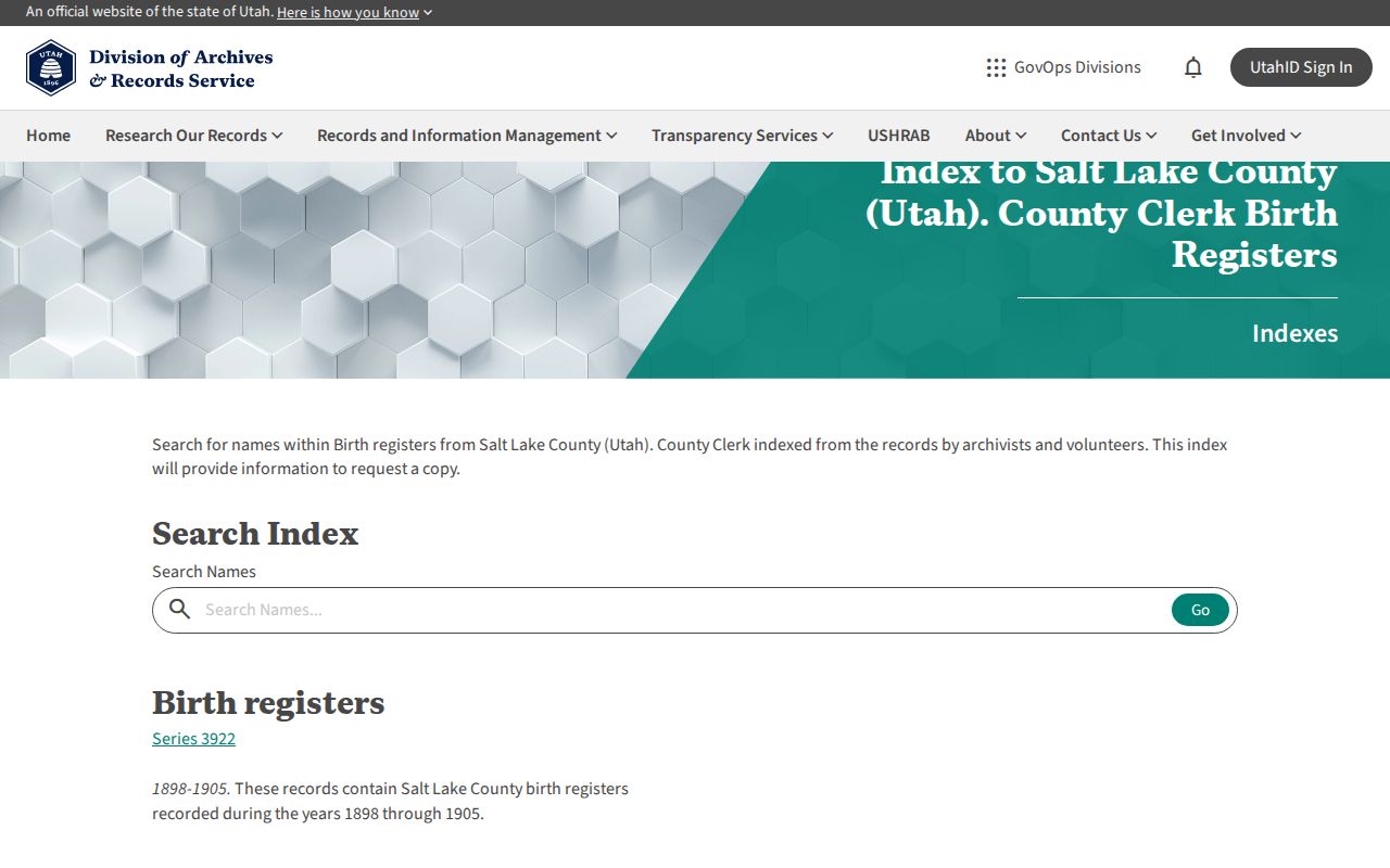 Midvale public records research in the Salt Lake County historical birth index
