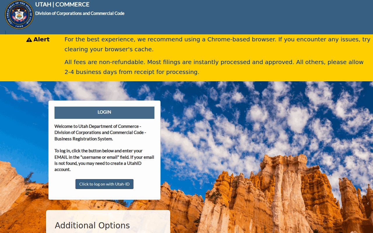 Midvale people search form for Utah business entity records